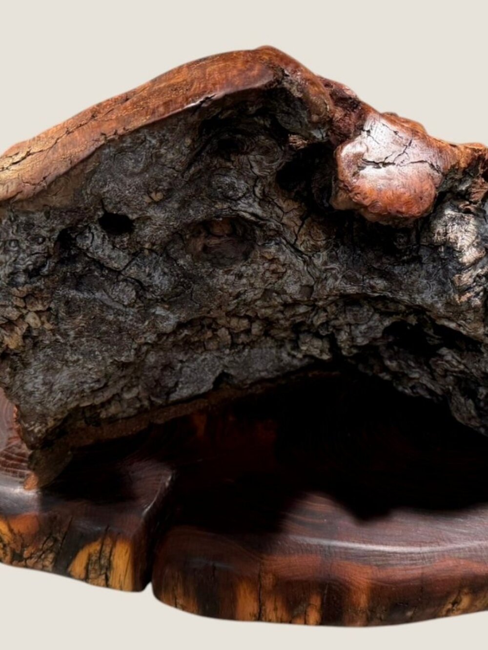 Vintage Burl Root Wood Abstract Sculpture Live Edge Base Organic Modern 17" - Picture 4 of 15